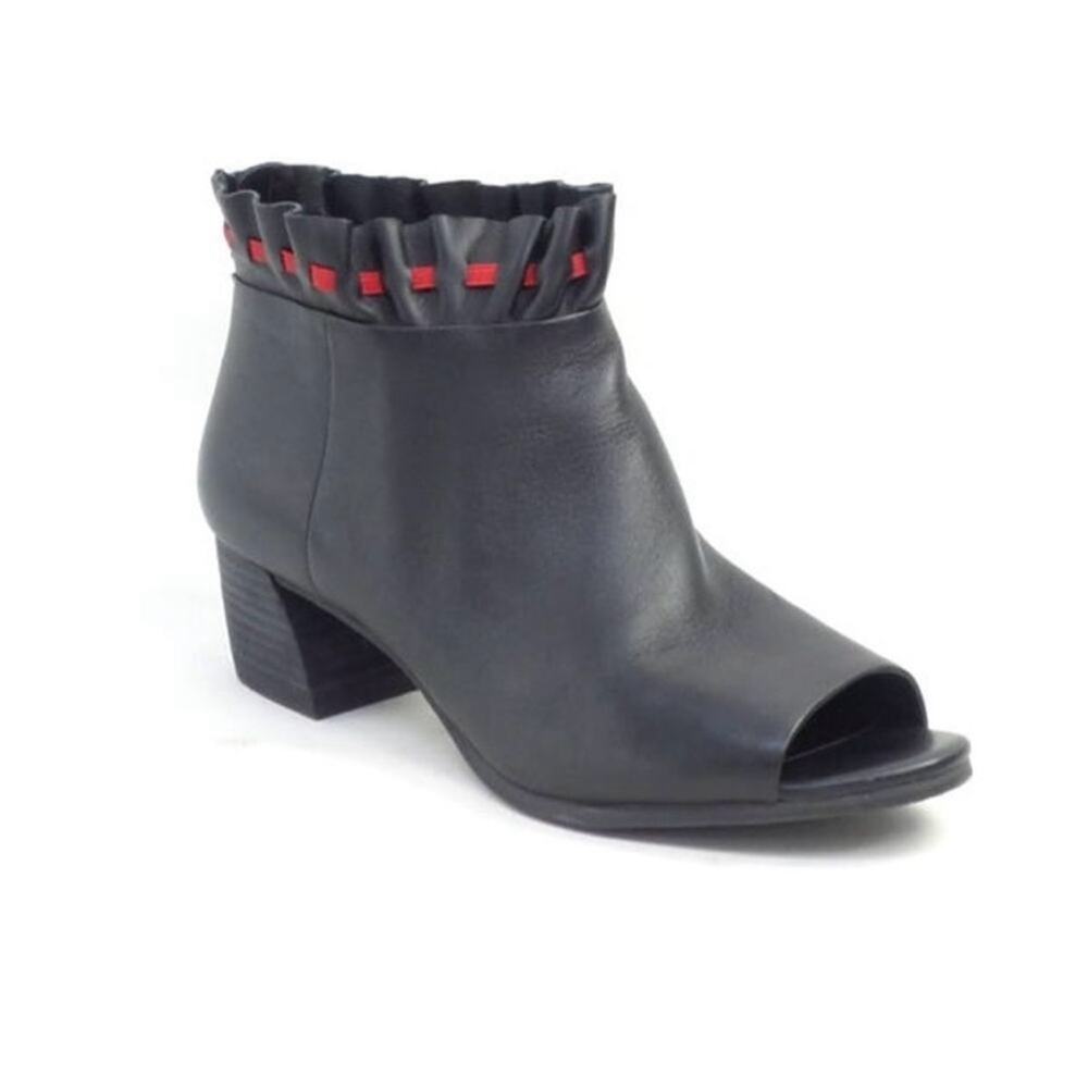 LORI GOLDSTEIN Black Collection Open Toe‎ Ankle Booties With Ruching Detail Sz 6